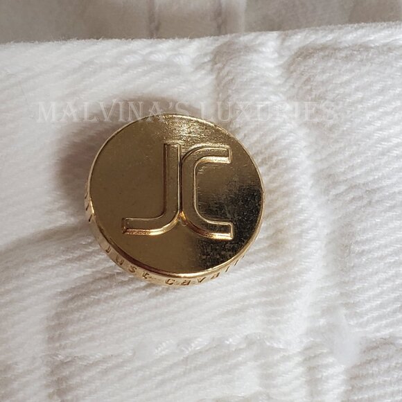 JUST CAVALLI BY ROBERTO CAVALLI JEANS WHITE w CRYSTALS SKINNY PANTS sz 29 US 6 - Picture 9 of 14